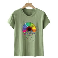 Olyvenn ženske trendy Basic Tees T-majice Flash odabir kratkih rukava Tees Accert-Razumije-Love Print