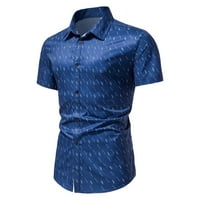 Smihono Prodaja majica za muškarce Ljetni modni vrhovi malih tačaka Ispis Solid Muns Trendy gumb Rever