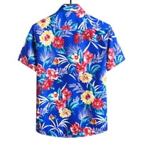 Honeeladyy Cleance Manje od 5 $ Vintage cvjetna sitnica Havajska košulja za muškarce Ležerne majica s kratkim rukavima Labavi gumb Down Bluzes Ljetni odmor Plavi