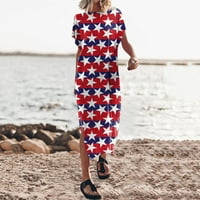 Ženska ljetna majica Maxi haljina Batwing rukava Crewneck casual labav prorez Bočne dugog plaže haljine