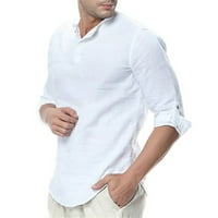 HHEI_K polo majice za muškarce Dizajnerski proljetni ljetni muški povremeni pamučni posteljina pune boje dugih rukava majica sa dugim rukavima majice sa otvorenim postoljem