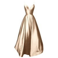 Dasayo Gold Vintage haljina za žene Ženska modna borba V-izrez veša ruka bez rukava