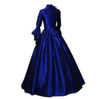 Noć vještica za žene Vintage Retro Gotic Dugi haljina s kapuljačom dugih haljina bluel