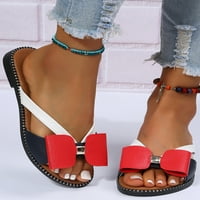 RotoSW Womens ravne sandale plaže slajdove klizanje na sandalu Comfort Bowknot papuče ljetno casual crveno 5.5