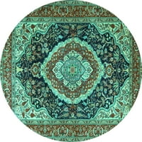 Ahgly Company u zatvorenom okruglom perzijskim tirkiznim plavim tradicionalnim prostirkama, 4 'runda