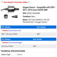 Senzor kisika - kompatibilan sa - 2011, GS AWD 2010