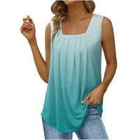 Tankini vrhovi za žensko čišćenje Trendy Solid Bool-Craver-izrez Udobna labava majica bez rukava bez