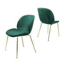 Leejay Green baršunaste ručne stolice sa zlatnim nogama za kuhinju, set od 2