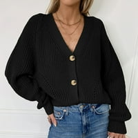 Youmylove ženske džemper s dugim rukavima otvoren prednji kardigan gumb labava gornja odjeća Ženski