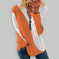 Ženska modna casual rubovi za okrugli vrat Nepravilna prugasto geometrijska tiskana bluza s dugim rukavima