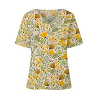 Žene Ljetne bluze Ženski V-izrez Kratki rukav Pulover Tunic The Modne Ležerne prilike za tiskanje T-majice