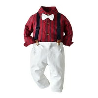Dječačka dječaka odjeća s dugim rukavima trake vrhove Hlače Childs Dječji gospodin Bowtie Set outfits