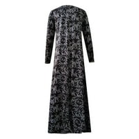 Ženska V-izrez Duga moda A-line ispisana ljetna haljina za lakiranje Black XL