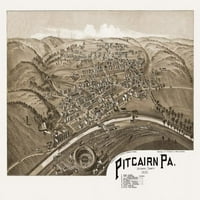 Vintage Mapa Pitcairn Pennsylvania Allegheny County Poster Print