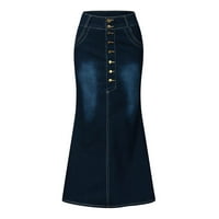 Outfmvch maxi suknja Jean suknja prednje gumb Oprane traper a-line suknje duge suknje duge suknje za