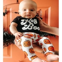 MA & Baby Baby Boy Halloween Outfit Pumpkins Duge dugih rukava Top hlača Tebe Set