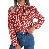 Tosmy ženske košulje Ženska casual color kontrast čipke up rukave šifonske majice Top bluze za žene