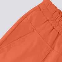 Ljetne ženske ležerne tajice elastične čipke prednje džepove pune boje casual devet-četvrtine hlače
