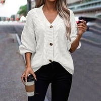 Cardigan džemperi za žene plus veličine Trendi džemperi Čvrsta boja Otvoreno dugme za kabel pletena