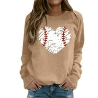Cuekondy dukserica za žensko grafičko srce dugih rukava Ležerne prilike pulover sa okruglim vratom Loose ženske vrhove