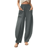 EFSTEB ženske pamučne posteljine labave pantalone Trendne baggy džepne hlače reproducirane pantalone