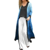 Yubatuo ženski modni casual dugačak s dugim jaknom kaputi s dugim rukavima kaputi za žene plavi s