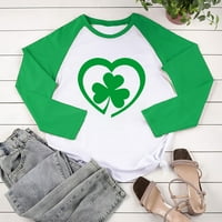 Efsteb Womens Duketshirts Plus size Labavin Jesen Zimska moda St. Patrick's Day tiskani vrhovi lagana