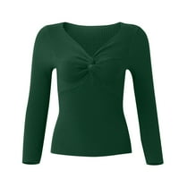 Košulje dugih rukava za žene ženske jesenje i zimske dugih rukava s V-izrezom Pleteni džemper od pulover