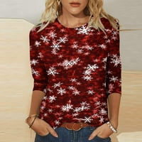 Ženska modna tiskana labava majica rukava bluza okrugla vrat casual tops hot8sl4486641