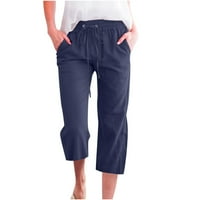 Ženske casual hlače Čvrste boje elastične labave hlače labave ravne široke pantalone za noge sa džepom