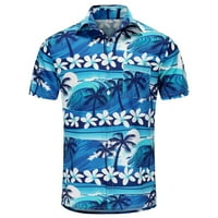 Hanas muška havajska majica, kratki rukav V rezervni rezervat casual gumb dolje modne boemske košulje na plaži