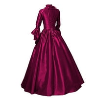 Funicet Ženske vintage retro gotičke haljine s kapuljačom dugih rukava vruće ružičaste 5xl