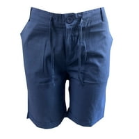CLlios muške kratke hlače Pamučne posteljine casual pantalone gumbi za spajanje pojačanih džepova kratke hlače