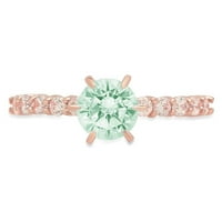 1.05ct okrugli rez zeleni simulirani dijamant 18k ružičasta ruža zlato ugraviranje Izjava bridalne godišnjice