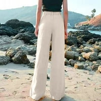 Posteljine hlače za žene visoki struk sa džepovima visoki struk visoki rast Ležerne prilike Duga hlače