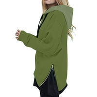 HFYIHGF Žene Ležerne duge rukave modni pulover Dukseri Slobodni bočni prorez sa patentnim zatvaračem