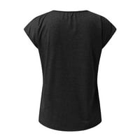 Mnjin V izrez kratki rukav labav bluza za žene Solid COLOR Ljetne casual majice Žene vrhovi Dressy Dame