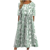 Hueook Haljine za žene plus veličine Nova print šarene dugih rukava, casual kratka haljina