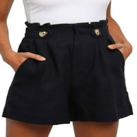 Paille dame Mini pantalone s kratkim hlačama od pune boje dno labave kratke hlače crne 2xl