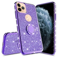 iPhone Pro Case, Glitter Telefon Case Girls sa Kickstandom, Bling Diamond Rhinestone sa prstenom zaštitnom ružičastom za Apple iPhone Pro - Purple