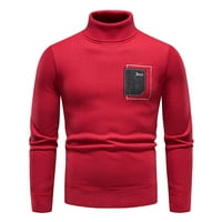 Muški džemper džemper sa visokim vratom Čvrsta boja tanka džemper od dna crveni m