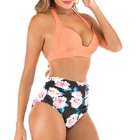 Tking Fashion Womens kupaći kopčaći kostim tiskani visoko struk Split bikini kupaći kostim za kupaće