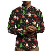 Muški gumb niz dugih rukava Muška božićna tiskana majica dugih rukava Muška povremena moda Svestrana vrhunska cvjetna košulja Bluza Komforna bluza na vrhu