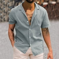Muška majica klasična majica s dugim rukavima za muškarce Čvrsta kratka rukava majica pamučna posteljina