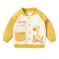 Petort Toddler Boy Cat modna Ležerna jesen i zimska kontrastna jakna gusta pamučna jakna žuta, 80