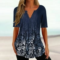 Ženski ljetni tunički vrhovi Dressy casual vrhovi i bluze V izrez kratki rukav Flowy T majica Saobavi