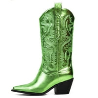 Sarairis kaubojske čizme za žene zelene zapadne čizme blokiraju cipele cipele cipele cipele Vintage