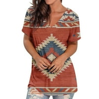 Žene etničke vrhove Grafički majica Kratki rukav V bluza za vrat Ljetna tunika Redovno Fit Mekano udobno