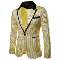Xysaqa muški modni sjajni šljokice blazer jedan gumb casual haljina odijelo jakne festival tuxedo sportski