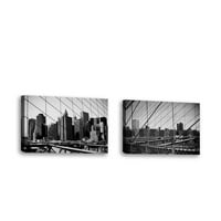 Set od - Brooklyn Bridge VI - Savremena likovna umjetnost Giclee na platnu Galerija Wrap - Zidni dekor